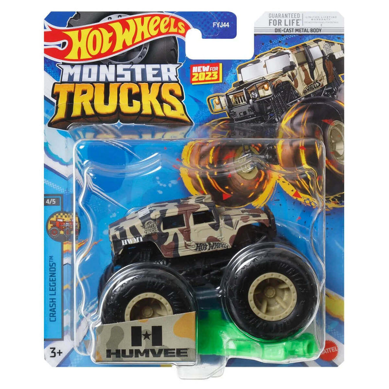 Hot Wheels 2023 1:64 Scale Die-Cast Monster Trucks (Mix 9),  Humvee Crash Legends 4/5 HKM39