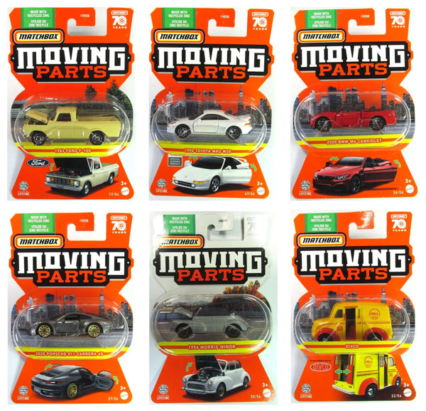 Matchbox 2023 Moving Parts Series 6-Piece Bundle (Wave 3) 1:64 Scale Diecast Vehicles, bundle of all 6