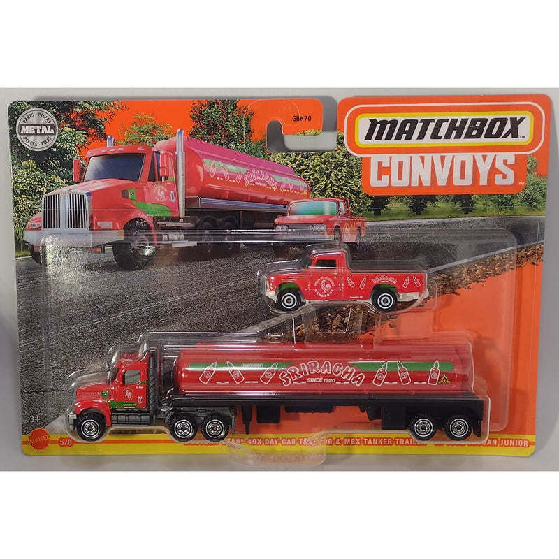 Matchbox Convoys, 1:64 Scale 7-Inch Diecast Rig with Vehicle Western Star 49X Day Cab Tractor & MBX Tanker Trailer 1962 Nissan Junior 5/8