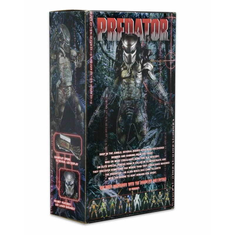 NECA Predator Jungle Hunter 1/4 Scale 19" Action Figure with LED Lights, Back of Packaging