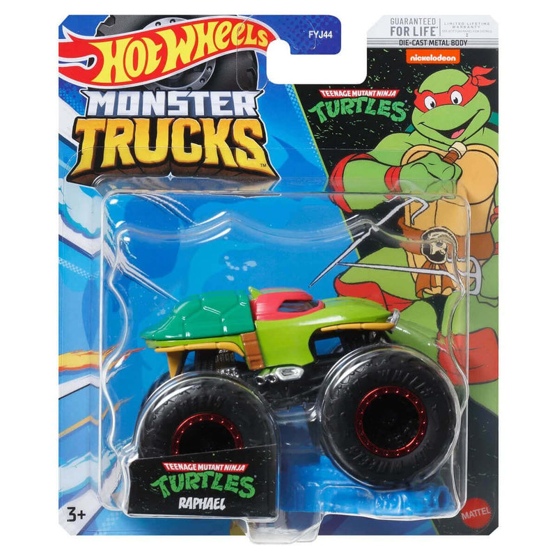 Hot Wheels 2023 1:64 Scale Die-Cast Monster Trucks (Mix 9), Teenage Mutant Ninja Turtles Raphael HNW33