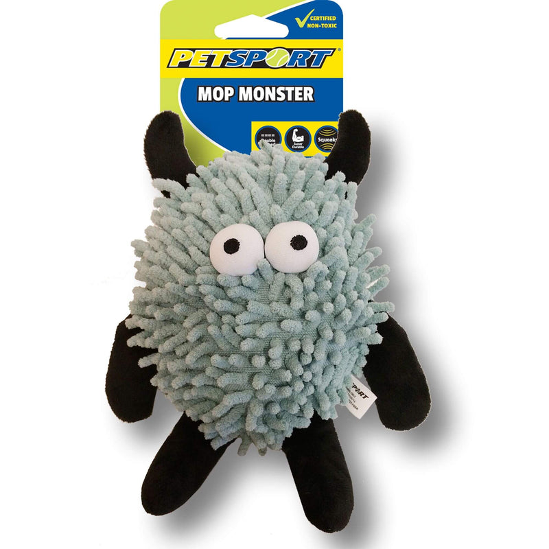 PetSport Mop Monster Squeaker Dog Toy, Blue