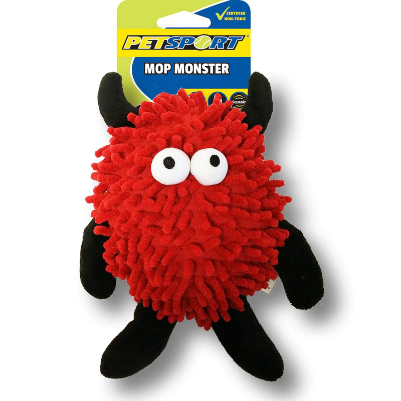 PetSport Mop Monster Squeaker Dog Toy, Red 