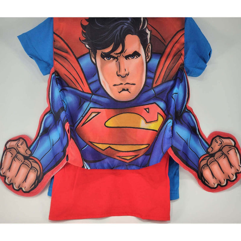 DC Superman Boys T-Shirt, Cape, 3D Bag 3 Piece Set