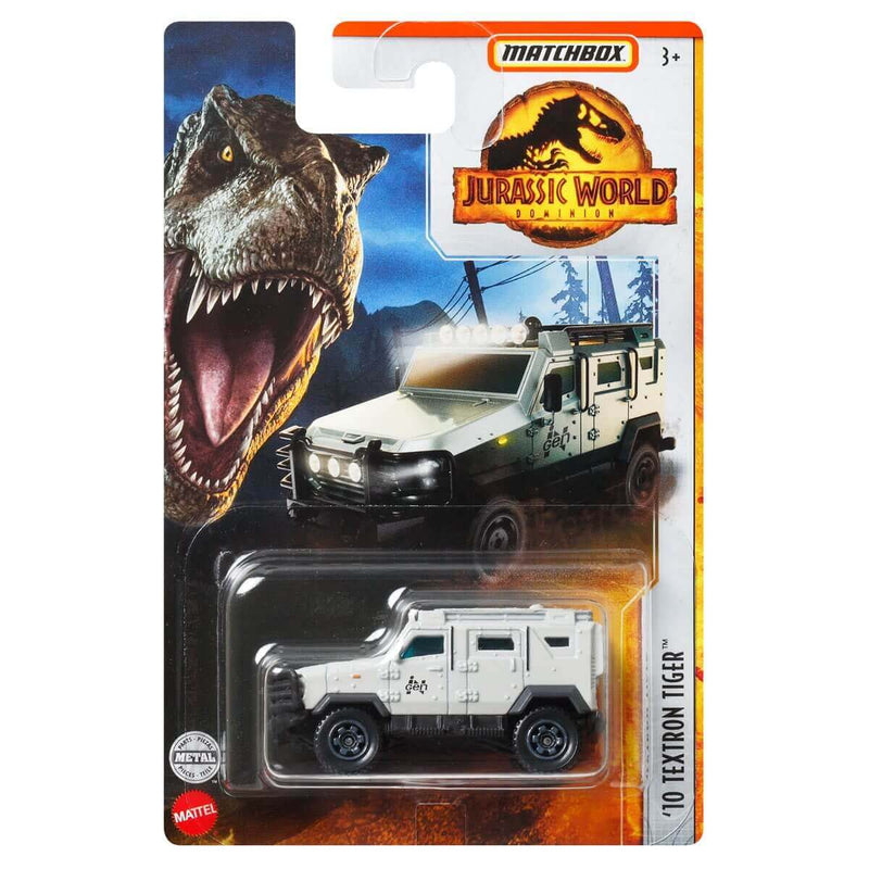 Matchbox 2022 Jurassic World Dominion (Mix 4) 6-Piece Bundle 1:64 Die-Cast Vehicles, '10 Textron Tiger