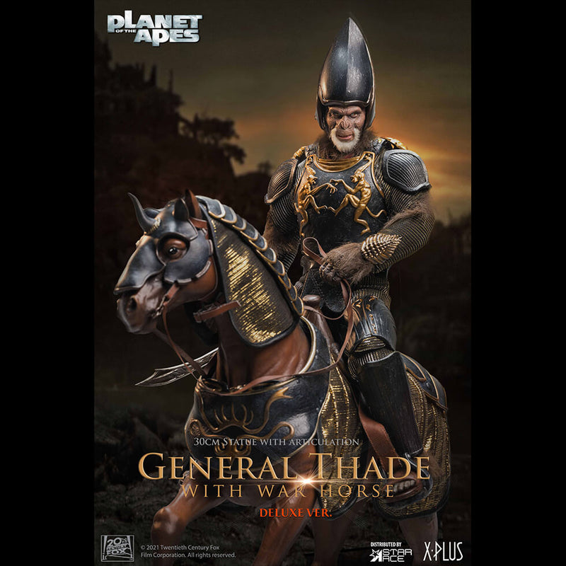Planet of the Apes 2001 General Thade Deluxe Articulate 12-Inch Figure w/ War Horse left view