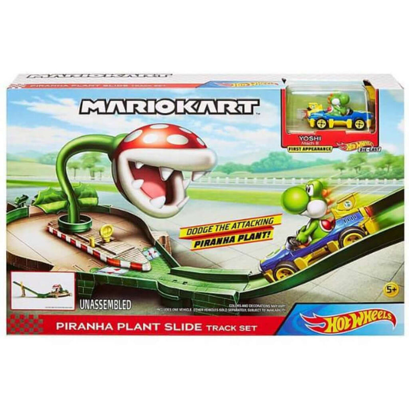 Hot Wheels Mario Kart Track Playset Yoshi Piranha Plant Slide